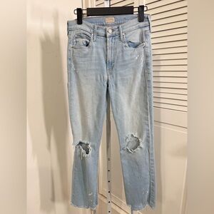 MOTHER Faded Blue Straight Leg Jeans $248